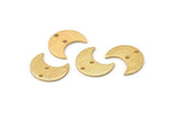 Gold Moon Charm, 6 Textured Gold Plated Brass Crescent Moon Charms With 2 Holes (15x8x1mm) M01861
