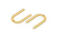 Gold U Shape Charm, 4 Gold Plated Brass U Shaped Charms With 1 Hole (26x17x0.80mm) M02082