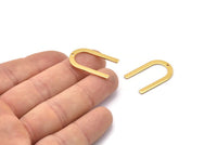 Gold U Shape Charm, 4 Gold Plated Brass U Shaped Charms With 1 Hole (26x17x0.80mm) M02082