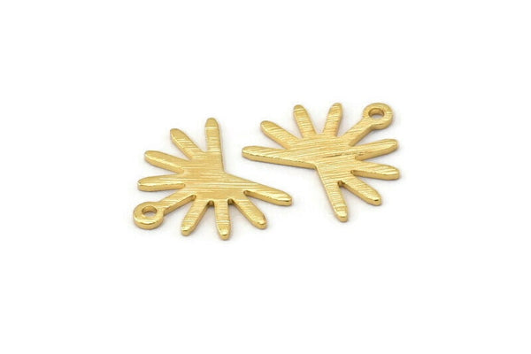 Gold Sun Charm, 6 Textured Gold Plated Brass Sun Charms With 1 Loop (13x15x0.80mm) M02257