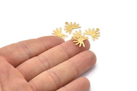 Gold Sun Charm, 6 Textured Gold Plated Brass Sun Charms With 1 Loop (13x15x0.80mm) M02257