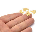 Gold Sun Charm, 6 Textured Gold Plated Brass Sun Charms With 1 Loop (13x15x0.80mm) M02257
