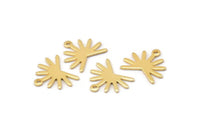 Gold Sun Charm, 6 Gold Plated Brass Sun Charms With 1 Loop (13x15x0.80mm) M02256
