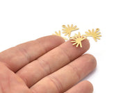 Gold Sun Charm, 6 Gold Plated Brass Sun Charms With 1 Loop (13x15x0.80mm) M02256