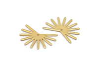 Gold Sun Charm, 4 Gold Plated Brass Sun Charms With 1 Hole (18x25x0.80mm) M02288