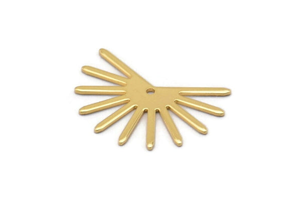 Gold Sun Charm, 4 Gold Plated Brass Sun Charms With 1 Hole (18x25x0.80mm) M02288