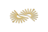 Gold Sun Charm, 4 Gold Plated Brass Sun Charms With 1 Loop (22x30x0.80mm) M02278