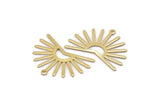 Gold Sun Charm, 4 Gold Plated Brass Sun Charms With 1 Loop (22x30x0.80mm) M02278
