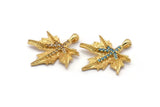 Gold Leaf Charm, 4 Gold Plated Brass Plane Tree Leaf Charms With 1 Loop, Pendants, Earring Findings (24x22mm) SY0169
