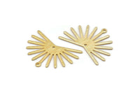 Gold Sun Charm, 2 Textured Gold Plated Brass Sun Charms With 1 Loop And 1 Hole (22x30x0.80mm) M02273