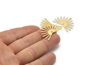 Gold Sun Charm, 2 Textured Gold Plated Brass Sun Charms With 1 Loop And 1 Hole (22x30x0.80mm) M02273