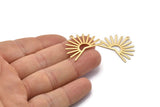Gold Sun Charm, 4 Textured Gold Plated Brass Sun Charms With 1 Loop (22x30x0.80mm) M02279