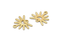 Gold Sun Charm, 8 Textured Gold Plated Brass Sun Charms With 2 Loops (13x15x0.80mm) M02265