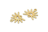 Gold Sun Charm, 8 Textured Gold Plated Brass Sun Charms With 2 Loops (13x15x0.80mm) M02265