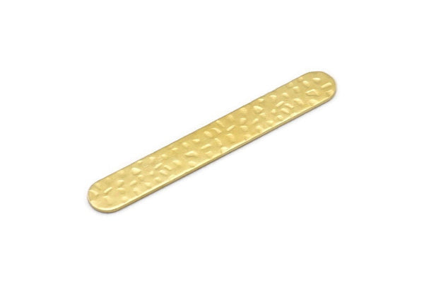 Brass Oval Blank, 6 Hammered Raw Brass Stamping Blanks, Oval Bar Shape (50x7x0.80mm) M03313