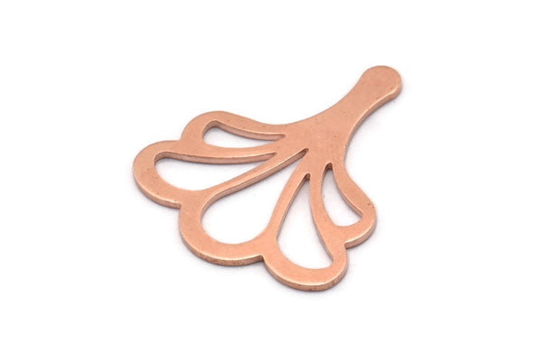 Copper Leaf Blank, 8 Raw Copper Flower Blanks, Findings (25x21x0.80mm) M03286