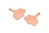 Copper Leaf Charm, 8 Raw Copper Flower Charms With 1 Hole, Findings (25x21x0.80mm) M03289