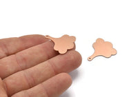 Copper Leaf Charm, 8 Raw Copper Flower Charms With 1 Hole, Findings (25x21x0.80mm) M03289