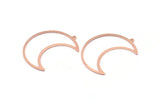 Copper Moon Charm, 4 Raw Copper Crescent Moon Charms With 1 Loop (37x15x0.80mm) M115