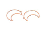 Copper Moon Charm, 4 Raw Copper Crescent Moon Charms With 1 Loop (37x15x0.80mm) M115