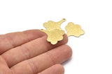 Brass Leaf Charm, 8 Hammered Raw Brass Leaf Charms With 1 Hole, Flower Charms (25x21x0.80mm) M03318