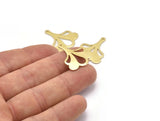 Brass Leaf Charm, 8 Raw Brass Flower Charms With 1 Hole, Findings (25x21x0.80mm) M03269
