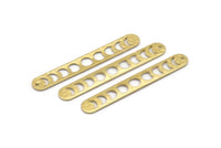 Brass Oval Charm, 6 Hammered Raw Brass Moon Phases Blanks, Brass Necklace Bar Charms With 1 Hole, Long Bar Pendants (50x7x0.80mm) M03320