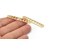 Brass Oval Charm, 6 Hammered Raw Brass Moon Phases Blanks, Brass Necklace Bar Charms With 1 Hole, Long Bar Pendants (50x7x0.80mm) M03320