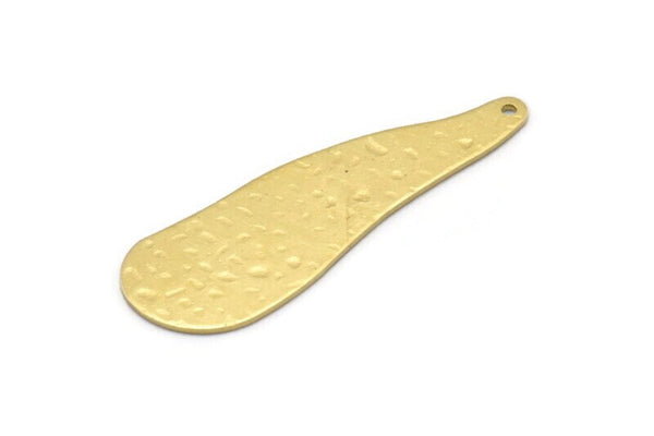 Brass Irregular Charm, 6 Hammered Raw Brass Irregular Shaped Charms With 1 Hole, Pendants, Earring Findings (43x14x0.80mm) M03322
