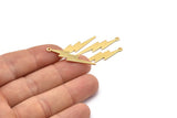 Gold Lightning Charm, 4 Gold Plated Brass, Gold Lightning Charms With 1 Loop (35x8x0.80mm) M02472