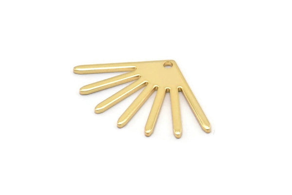 Gold Sun Charm, 4 Gold Plated Brass Sun Charms With 1 Hole (24x16x0.80mm) M02445