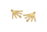 Gold Sun Charm, 8 Textured Gold Plated Brass Sun Charms With 2 Loops (18x17x0.80mm) M02427