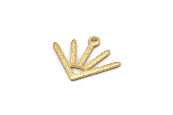 Gold Sun Charm, 8 Textured Gold Plated Brass Sun Charms With 1 Loop (18x15x0.80mm) M02426