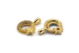 Gold Moon And Star Charms, 2 Gold Plated Brass Crescent Moon And Star Charms With 1 Loop, Pendants, Earring Findings (17x15mm) SY0168