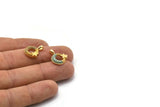 Gold Moon And Star Charms, 2 Gold Plated Brass Crescent Moon And Star Charms With 1 Loop, Pendants, Earring Findings (17x15mm) SY0168