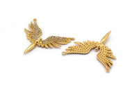 Gold Bird Charm, Gold Plated Phoenix, Cubic Zircon, CZ Pave Phoenix Bird Charm, Zircon Charm Pendant With 2 Loops (30x31mm) SY0124