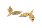 Gold Bird Charm, Gold Plated Phoenix, Cubic Zircon, CZ Pave Phoenix Bird Charm, Zircon Charm Pendant With 2 Loops (30x31mm) SY0124