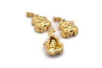 Gold Elephant Charm, Gold Plated Elephant, Cubic Zircon, 4 CZ Pave Elephant Charms, Zircon Charm Pendants With 1 Loop (12x18mm) SY0089