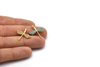 Gold Dragonfly Charms, 2 Gold Plated Brass Dragonfly Charms With 1 Loop, Pendants, Earring Findings (23x21mm) SY0063