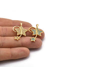 Gold Star Charms, Gold Plated Brass Star Charm With 1 Loop, Pendants, Earring Findings (35x22mm) SY0098
