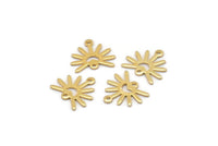 Gold Sun Charm, 6 Gold Plated Brass Sun Charms With 2 Loops (13x15x0.80mm) M02264