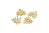 Gold Sun Charm, 6 Gold Plated Brass Sun Charms With 2 Loops (13x15x0.80mm) M02264