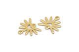 Gold Sun Charm, 6 Gold Plated Brass Sun Charms With 2 Loops (13x15x0.80mm) M02264