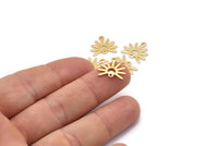 Gold Sun Charm, 6 Gold Plated Brass Sun Charms With 2 Loops (13x15x0.80mm) M02264