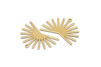 Gold Sun Charm, 4 Gold Plated Brass Sun Charms With 1 Loop (22x30x0.80mm) M02268