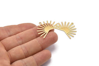 Gold Sun Charm, 4 Gold Plated Brass Sun Charms With 1 Loop (22x30x0.80mm) M02268