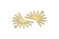 Gold Sun Charm, 4 Textured Gold Plated Brass Sun Charms With 1 Loop (20x25x0.80mm) M02292