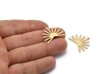 Gold Sun Charm, 4 Textured Gold Plated Brass Sun Charms With 1 Loop (20x25x0.80mm) M02292