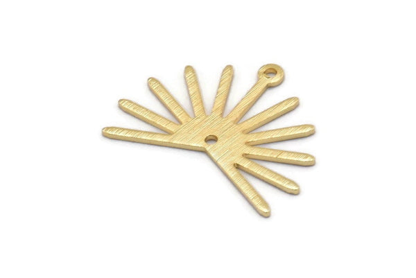 Gold Sun Charm, 4 Textured Gold Plated Brass Sun Charms With 1 Loop And 1 Hole (20x25x0.80mm) M02298