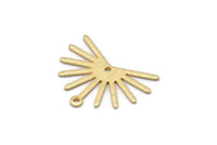 Gold Sun Charm, 4 Textured Gold Plated Brass Sun Charms With 1 Loop And 1 Hole (20x25x0.80mm) M02298